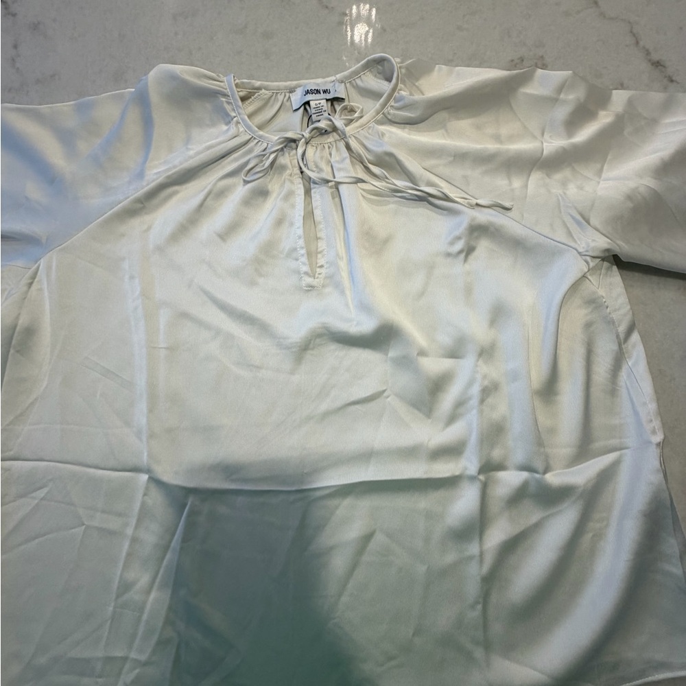 JASON WU WHITE BLOUSE with ties!! Adorable!!! S! New - Picture 4 of 4